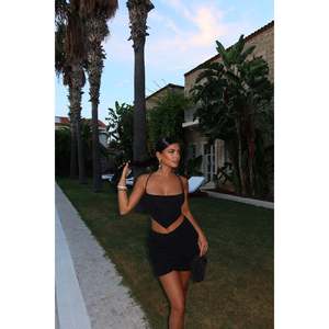 Lady's <b>Black</b> Nessa <b>Glitter</b> Two-Piece Set XS Size Woven Knitting Fabric Knee Length Casual Club Style Short <b>Top</b> Logo for Summer - Product Image 6