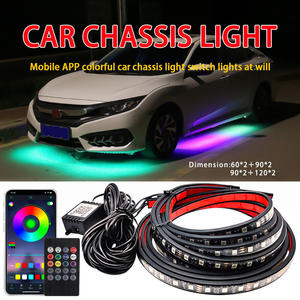 Kit d'éclairage LED RGB 4-en-1 pour voiture, 120 + 150 cm, avec contrôle via application, étanche, pour éclairage d'ambiance et sous-châssis - Product Image 1