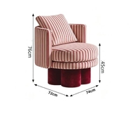 Fauteuil simple rayé rétro français STG, tabouret de coiffeuse design pour hôtel B&B, fauteuil de loisirs moderne pour chambre à coucher et balcon