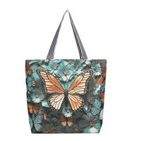Style ethnique papillon fleur broderie 3D grande capacité Ins toile fourre-tout Shopping en gros sacs fourre-tout