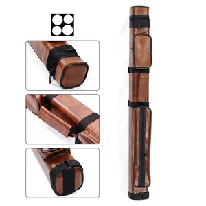 Beliebte braune PU-Leder 2B2S 4-Loch 1/2 Billard-Queue-Tragetasche zum Verkauf - Product Image 6