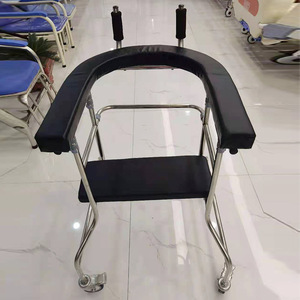 Déambulateur pour personnes âgées et handicapées en acier inoxydable avec siège et roues pour la rééducation - Product Image 1
