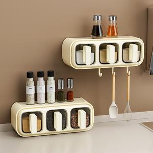 Boîte à condiments murale pour cuisine, boîte à épices en plastique, récipients de rangement avec support - Product Image 2