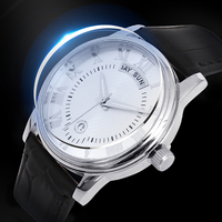 Montre à quartz étanche avec bracelet pour homme, montre-bracelet lumineuse, acier inoxydable de qualité supérieure, logo personnalisé, squelette en cuir