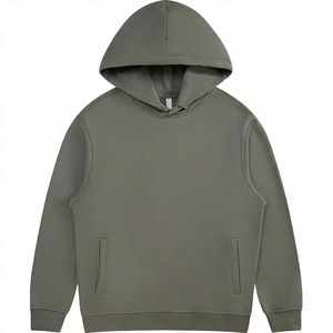 Sweat-shirt à capuche vert olive pour homme, coupe classique, couleur unie, décontracté, en molleton français, avec poches, pour l'automne - Product Image 3