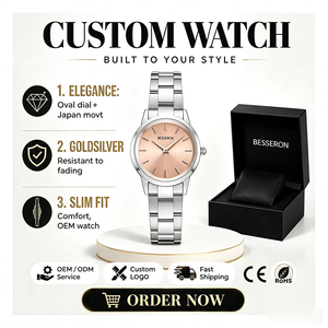 Montre analogique à quartz de luxe pour femme, 32 mm, cadran en verre, bracelet en acier inoxydable, or, argent, étanche, élégante et tendance - Product Image 2