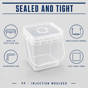 Vente flash : Seau en plastique transparent <span class=keywords><strong>carré</strong></span> de 1 litre pour l'emballage alimentaire - Product Image 4