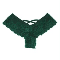 Celana Dalam Wanita Seksi Model Thong, Pinggang Rendah, Bahan Lace Segitiga Satu Ukuran, Nyaman dan Bernapas