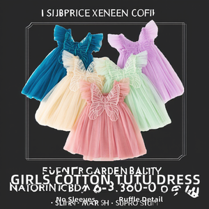 ชุดเดรสเด็กผู้หญิง แขนสั้น คอโอ ผ้าฝ้ายเนื้อนุ่ม แต่งระบาย กระโปรงบัลเลต์ ยาวระดับเข่า สีพื้น เรียบง่าย เหมาะสำหรับงานปาร์ตี้ แฟชั่นเจ้าหญิง ขายส่ง - Product Image 2