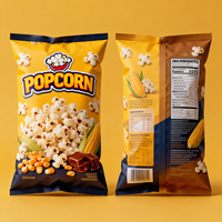 Sacs en plastique laminés personnalisés à fermeture arrière pour emballages de snacks, de chips, de pop-corn et de croustilles