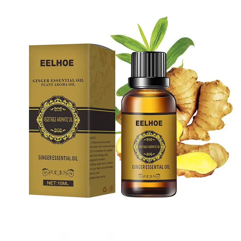 EELHOE 10ml/30ml dimagrante drenaggio del ventre olio di zenzero linfodrenante olio da massaggio 100% olio essenziale di zenzero naturale