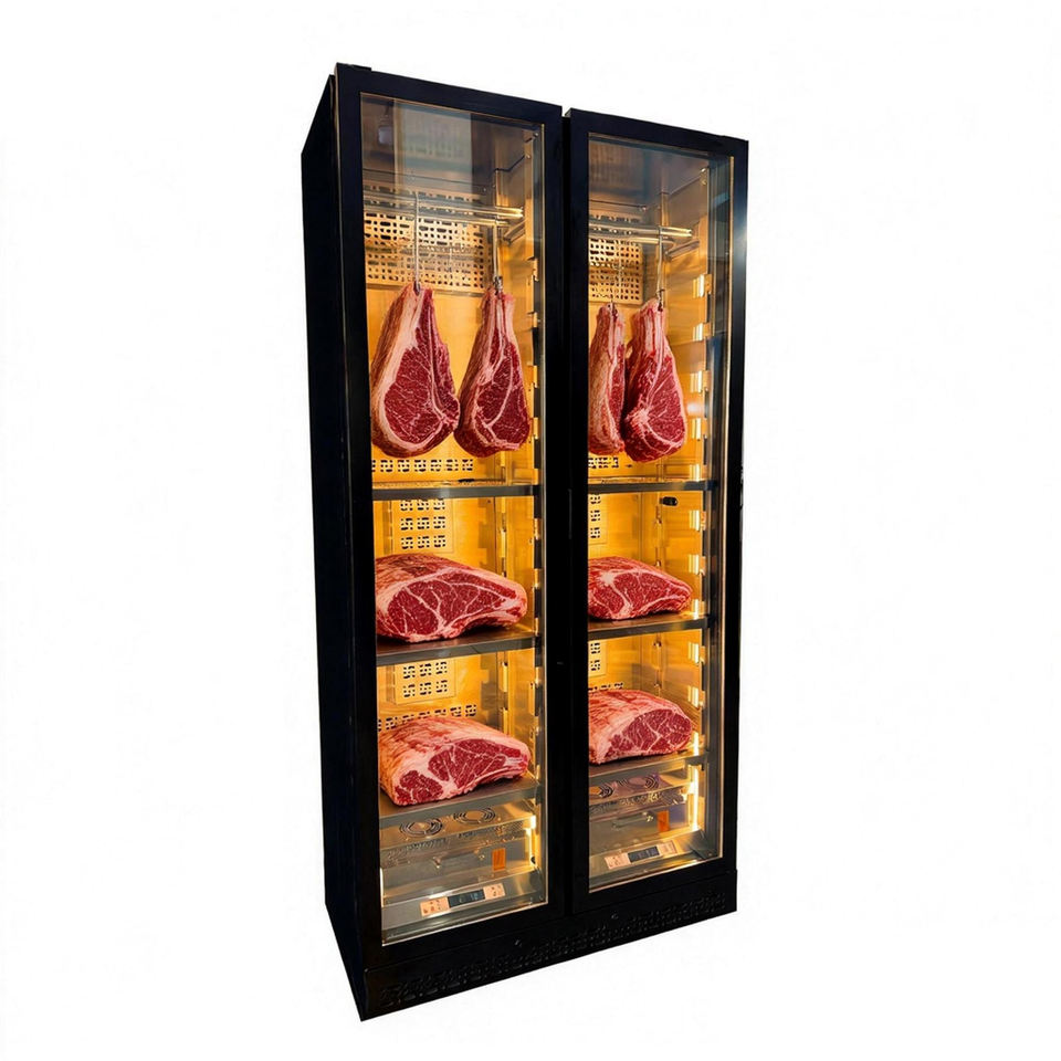 Meat Rack Electrics BARLEY Dry-Aged Refrigerated Built-In Stainless Steel Electric Meat ...