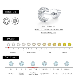 Minimalism 925 Sterling <b>Silver</b> Delicate Sparkling Moissanite Tiny Moon Heart Screw <b>Stud</b> <b>Earrings</b> for Women Fine Jewelry - Product Image 3