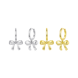Pendientes de Aro con Lazo, Chapados en Oro, Aleación, Joyería de Moda para Mujer, Regalo - Product Image 1