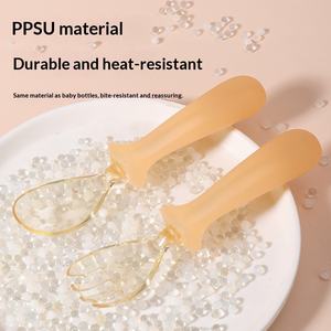 Juego de Cuchara y Tenedor de PPSU para Bebés, Entrenamiento de Alimentación <span class=keywords><strong>Complementaria</strong></span>, Niños Aprenden a Comer de Forma Independiente, Mayores de <span class=keywords><strong>6</strong></span> <span class=keywords><strong>Meses</strong></span> - Product Image 3
