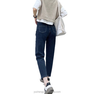 กางเกงยีนส์เอวกลางปรับแต่งได้สำหรับผู้หญิงผ้ายีนส์ระบายอากาศได้ดีสำหรับสตรีทแวร์ลำลองฤดูร้อน - Product Image 4