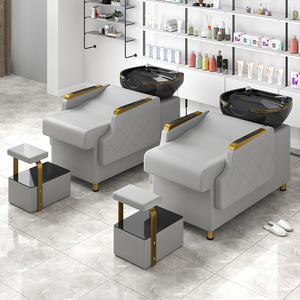 Chaises de coiffeur avec bac à shampoing de luxe, couleur personnalisée, vente chaude, lavabo et chaises, lit de shampoing noir, SPA - Product Image 3