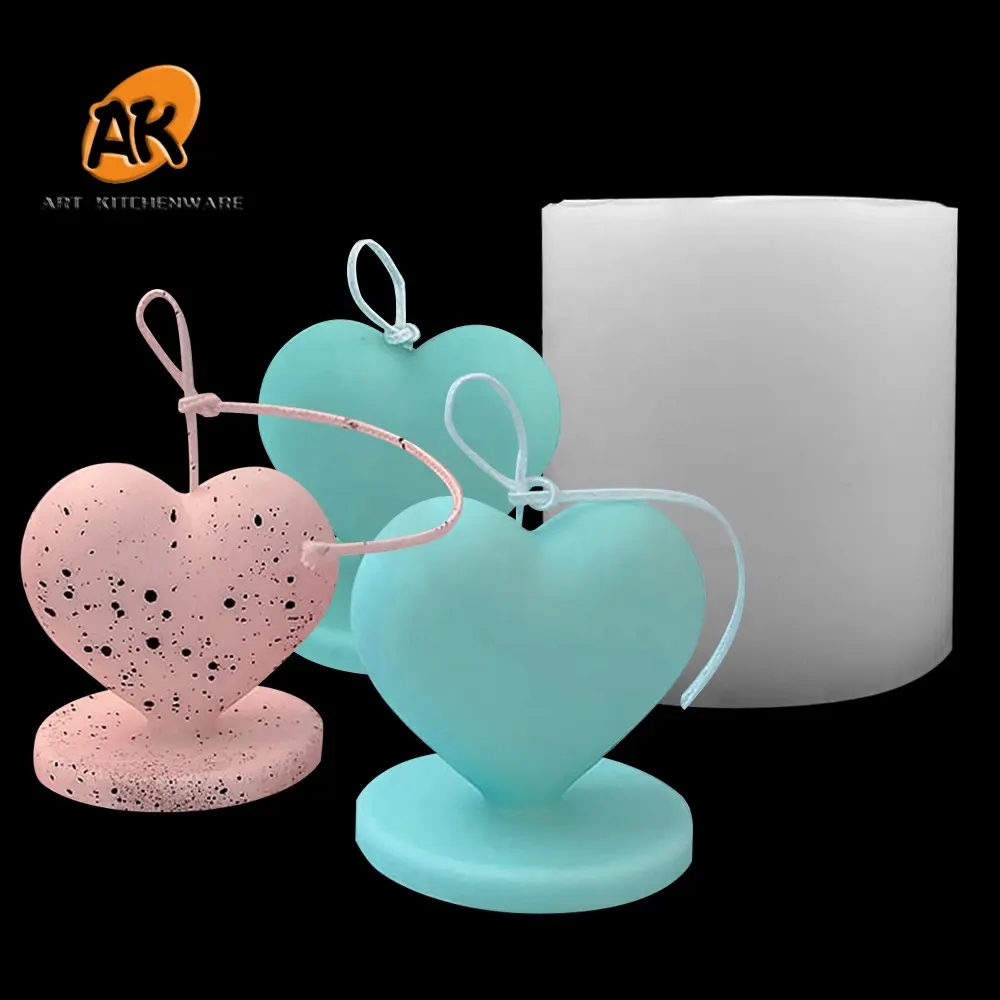 AK Silicone Resin Molds DIY 3D Heart Candle Mould Silicone Candle Mold