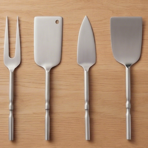 Juego de 4 utensilios para servir barbacoa y queso, de acero inoxidable con acabado satinado, para el hogar, cocina, fiestas, bodas y restaurantes. - Product Image 1