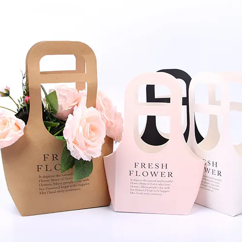 리본 손잡이 꽃 새로운 포장 디자인 호화스러운 선물 종이 쇼핑 백을 가진 생물 분해성 방수 운반물