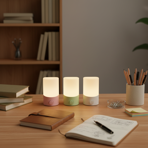 <span class=keywords><strong>Veilleuse</strong></span> LED cylindrique moderne GL-W129 à brancher avec interrupteur à bouton, double température de couleur, intensité réglable pour chambre à coucher - Product Image 4