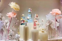 Support de gâteau en papier pliable déformable en forme de cylindre, socle de table à dessert, colonne romaine pour fête, mariage, vitrine, décoration florale