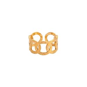 Hollowed Out <b>Ring</b> Geometric Oval Adjustable 18K Gold Band Unisex Party Jewelry - Product Image 5