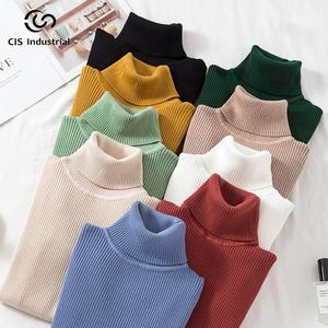 Haute qualité basique tricots femmes Slim maillot de corps <span class=keywords><strong>pull</strong></span> <span class=keywords><strong>col</strong></span> haut couleur unie <span class=keywords><strong>pull</strong></span> côtelé personnalisé laine Jersey avant - Product Image 6