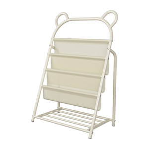 Estantería para niños de 60x37x96cm, estante de almacenamiento duradero de hierro blanco lechoso para área de lectura infantil, armario de pie - Product Image 2
