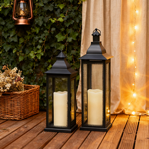 Ngoài trời nến đèn lồng cho LED <span class=keywords><strong>Flameless</strong></span> mộc mạc nến - Product Image 1