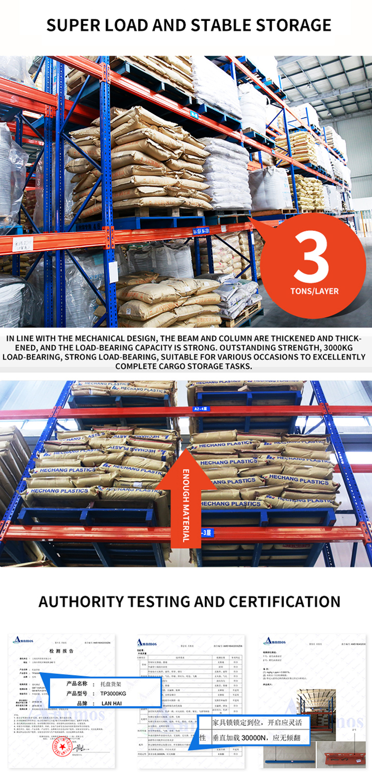 4000kgs Capacity Heavy Duty Storage Racks Industrial Pallet Shelf System