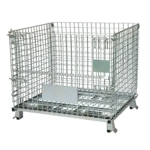 High Capacity Heavy Duty Foldable Lockable Welded Stackable Collapsible Metal Steel Wire Mesh Storage Containers