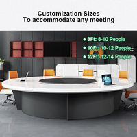 Bureau de conférence italien design peint Grande table et chaises de réunion circulaire blanche Ensemble table de conférence 8 personnes avec prise de courant