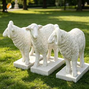 Sculpture d'animal sculptée dans la pierre Mily Garden, grande statue de <span class=keywords><strong>mouton</strong></span> en marbre à vendre - Product Image 6