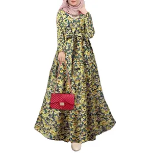 2023 elegante abbigliamento islamico a manica lunga stampato all'ingrosso da donna XL Abaya Kleid abito tradizionale Casual stile turco musulmano