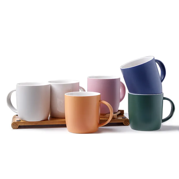 Kustom Logo Matte warna Tazza Nordic ins gaya sederhana pasangan porselen rumbai kustom keramik teh kopi cangkir minum
