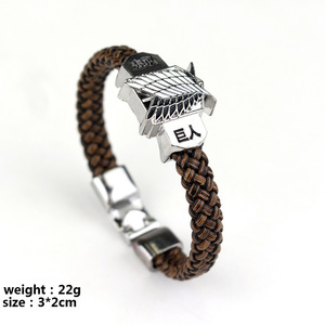 Nuevos Brazaletes <span class=keywords><strong>de</strong></span> Attack on Titan para Cosplay <span class=keywords><strong>Alas</strong></span> <span class=keywords><strong>de</strong></span> <span class=keywords><strong>la</strong></span> <span class=keywords><strong>Libertad</strong></span> <span class=keywords><strong>de</strong></span> Cuerda <span class=keywords><strong>de</strong></span> Cuero Pulsera Tejida para Hombre - Product Image 5