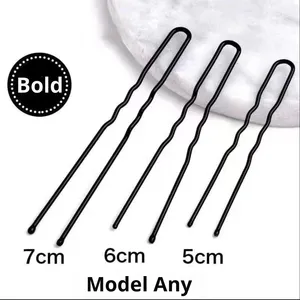 Ouranmi PFQ37 100 pièces/sac Pinces à <span class=keywords><strong>chignon</strong></span> en métal noir et or en forme de U, épingles à cheveux de mode pour salon, accessoires de coiffure de mariée - Product Image 2