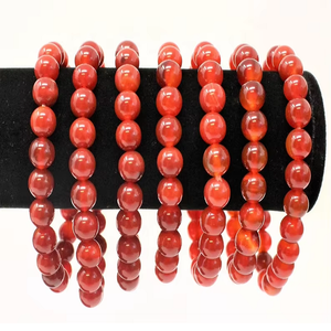 Women's 8mm Natural Red <b>Onyx</b> Crystal Agate Beads <b>Bracelet</b> Carved Healing Stretch <b>Bracelet</b> Gift Wholesale Price From India - Product Image 1