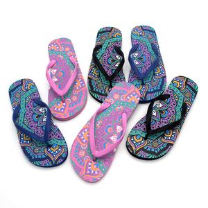 Custom Logo Printed Flip Flops Women Colorful Mandala Pattern Beach Sandals Soft PE Rubber <b>Slippers</b> Manufacturer Wholesale Bulk - Product Image 1