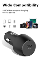 IBD nouveauté 30 W PD USB C 1 Port chargeur de voiture 30 Watts charge rapide pour téléphones mobiles Mini chargeur de voiture écouteur Pd 3.0