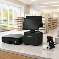 Terminal de point de vente intelligent 15,6 pouces à double écran noir Windows Intel N5095 Quad-Core avec imprimante thermique 58 mm et scanner 1D/2D pour supermarché