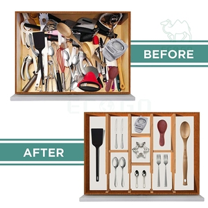 Durable in Use Adjustable Kitchen <b>Drawer</b> <b>Organizers</b> Wholesale Set of 4 Bamboo <b>Drawer</b> <b>Organizer</b> - Product Image 5