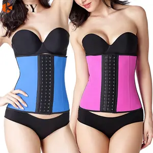 Latex Eo Huấn Luyện Viên Thép Boned Đen Eo Giảm Béo 3 Hooks Và Mắt Corset Đồ Lót