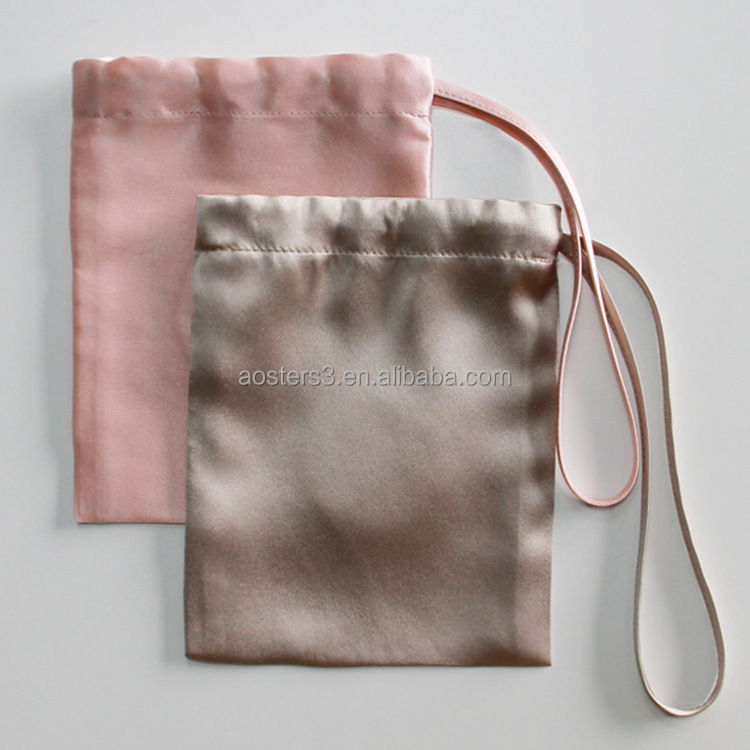 Косметическая Подарочная сумка, атласная сумка на шнурке с индивидуальным логотипом, атласные подарочные пакеты на шнурке