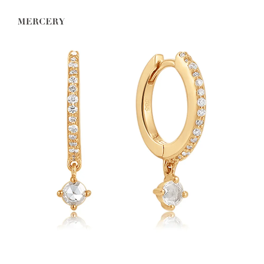 Mercery серьги-кольца из золотистого золота 14 к, серьги с бриллиантами и манжетами, модные однотонные золотистые серьги Huggies
