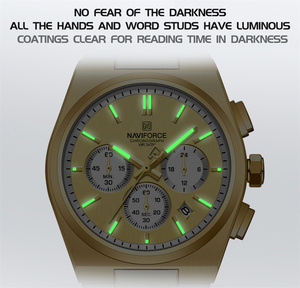 NAVIFORCE 8048 <span class=keywords><strong>GGG</strong></span> Golden Big Dial reloj de pareja de lujo de cuarzo pequeño reloj de tres agujas para hombres reloj de pulsera regalo de novia - Product Image 6