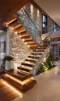Escalier flottant sur mesure, escalier cantilever à monopoutre invisible, marches en bois massif pour projet résidentiel complet