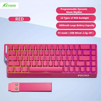 Keywin K68 Keyboard Mekanik Tiga Mode /Nirkabel/Berkabel RGB Gaming E-sports Khusus 68-tombol dengan Ukiran Samping untuk Desktop