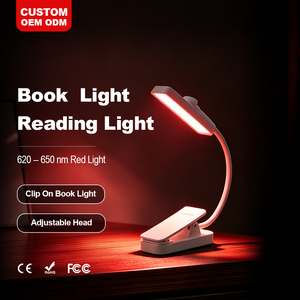 Lámpara de Lectura con Clip y Logotipo Personalizado, Luz Roja de 670 650nm, Gran Venta, Lámpara de Lectura de 1000mAh con Doble Cabezal para el Mercado Estadounidense - Product Image 1